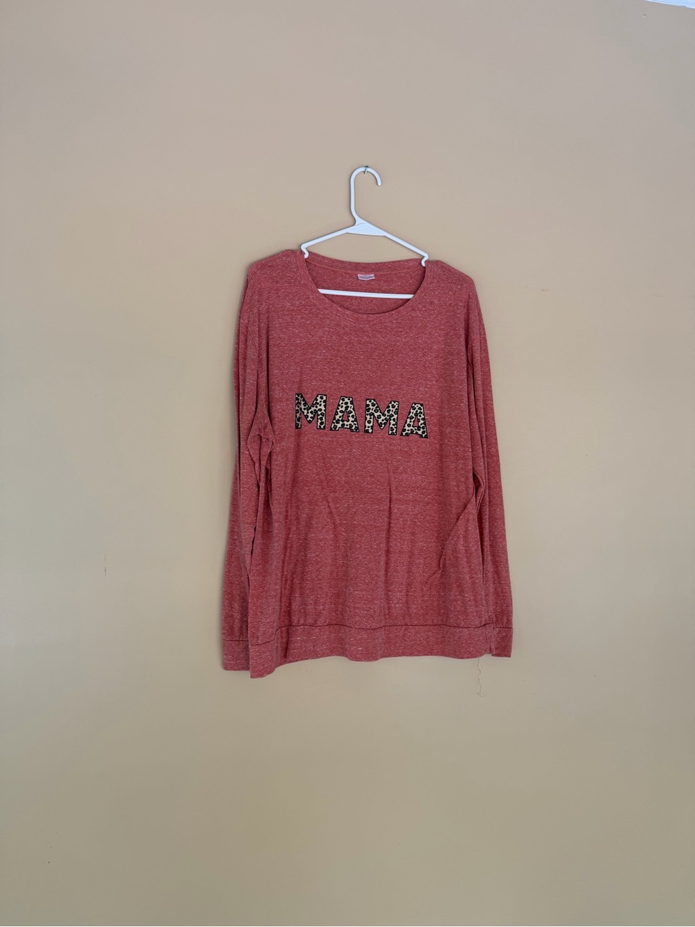 Mama Leopard Print Graphic Sweatshirt - Dusty Rose